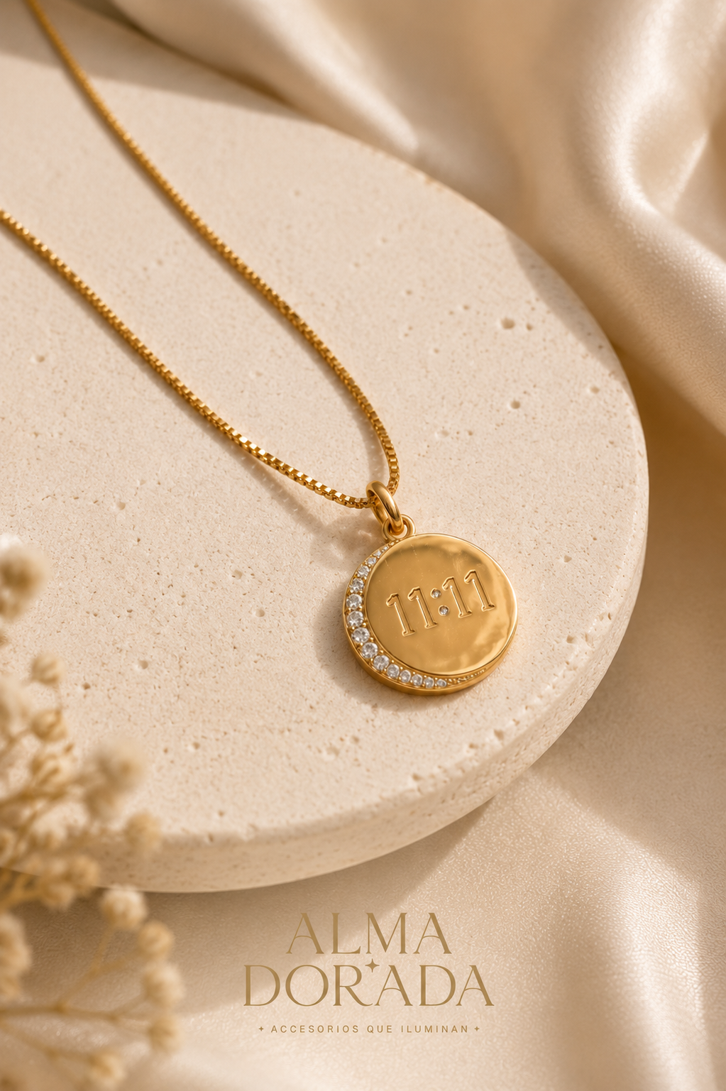 11:11 with CZ Crescent Moon 18K Gold
Filled Necklace