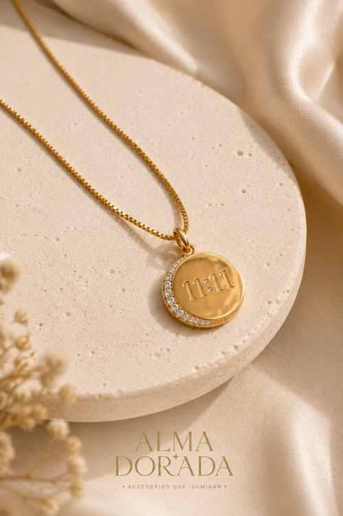 11:11 with CZ Crescent Moon 18K Gold
Filled Necklace